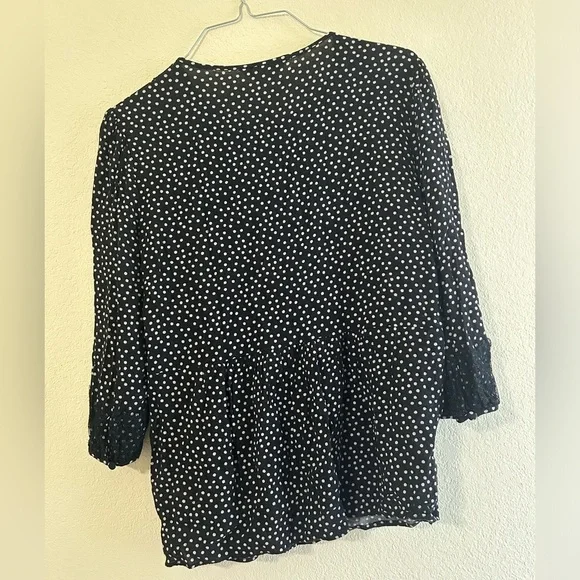 Boden Cynthia Polka Dot Lace Blouse Black White Size 4 Women's 3/4 Sleeve Formal - Picture 8 of 9